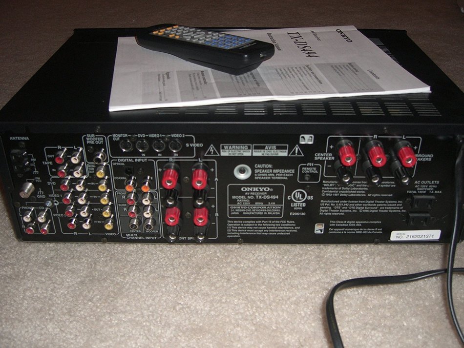 Onkyo Av Receiver Tx-ds494(b) Black N3