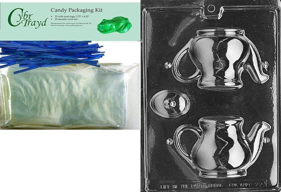 Cybrtrayd D077 Tea Pot Chocolate Candy Mold with Exclusive Cybrtrayd Copyrighted Chocolate Molding Instructions N8