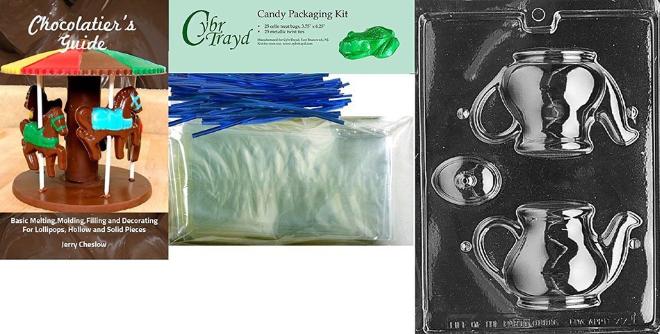 Cybrtrayd D077 Tea Pot Chocolate Candy Mold with Exclusive Cybrtrayd Copyrighted Chocolate Molding Instructions N9