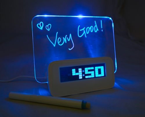 LED Light Fluorescent Message Board Eelctric Digital USB HUB Wall Alarm Clock Calendar for X'mas Gift N3