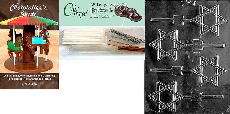 Cybrtrayd R037 Star of David Chocolate Candy Mold with Exclusive Cybrtrayd Copyrighted Chocolate Molding Instructions... N6