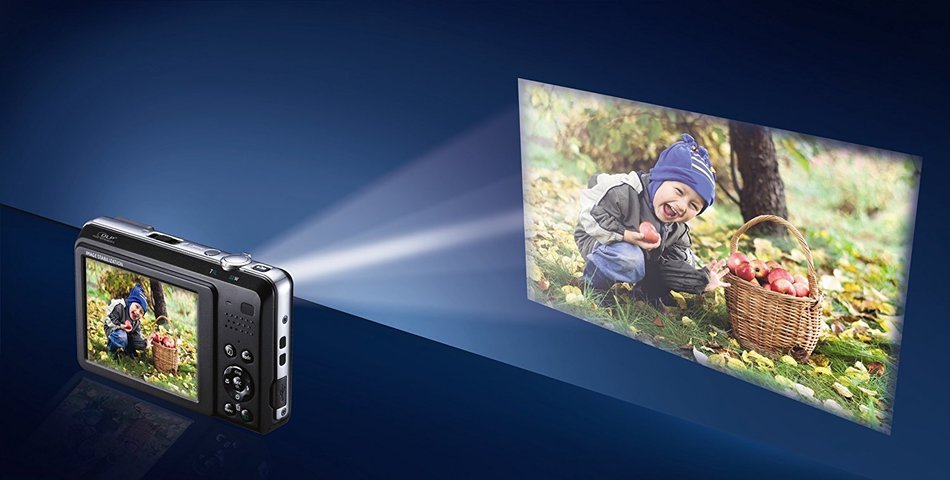 GE PJ1 14.1MP Digital Camera and PICO Projector with 7X Optical Zoom and 3.0-Inch LCD with Auto Brightness (Black) N3