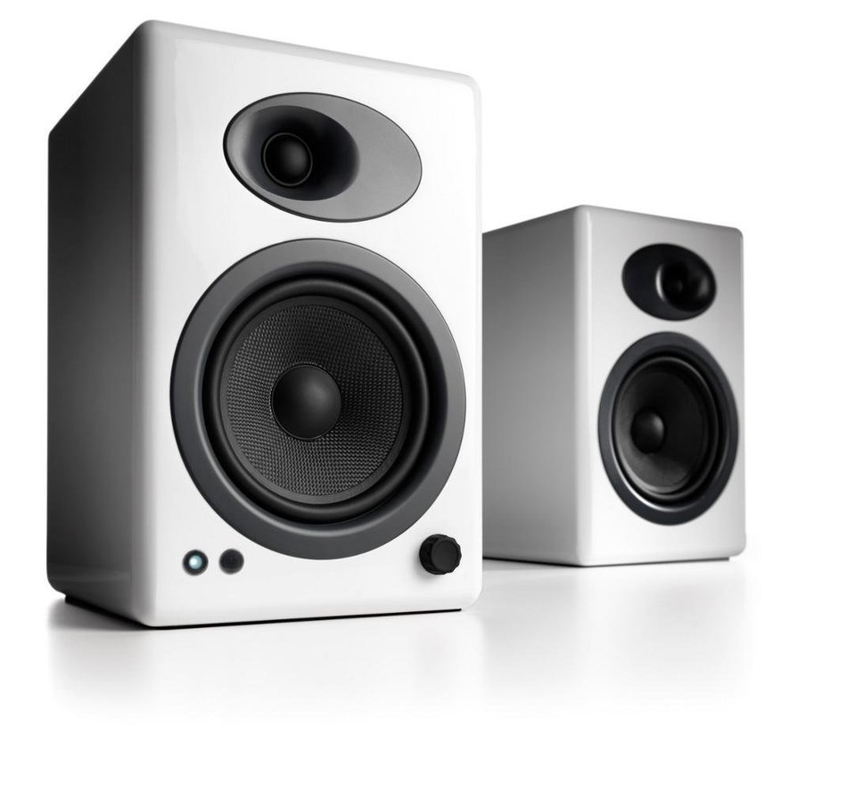 Audioengine A5+ Premium Powered Bookshelf Speakers With Stands - Pair (White) N3
