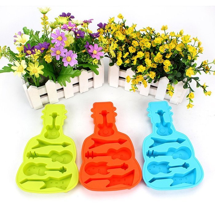 Always Your Chef 3 Pack 5-Cavity Silicone Candy Molds & Chocolates Molds & Ice Cube Trays, Guitar Shaped, Random... N3