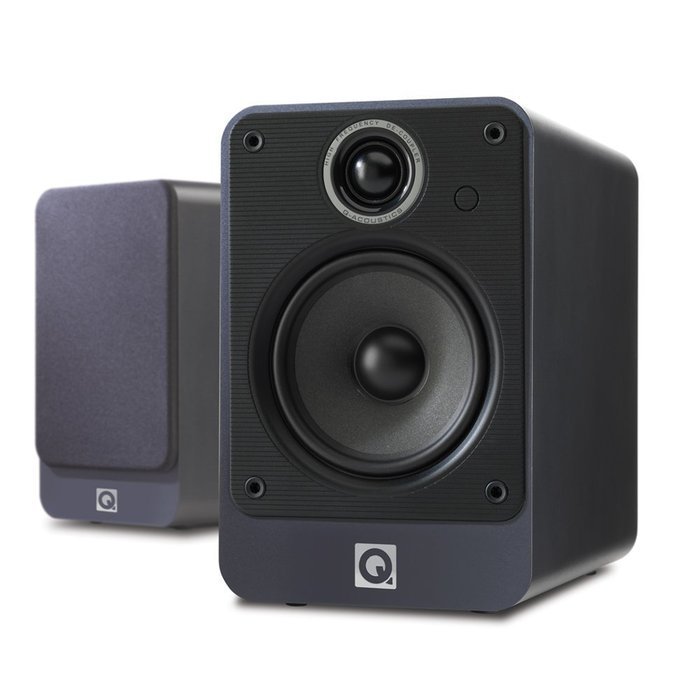 Q Acoustics 2020i Bookshelf Speaker Pair (Graphite) + QED Silver Anniversary XT Speaker Cable Pair 6.5 Feet (2...