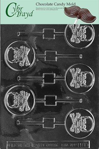 Cybrtrayd H080 Skull and Crossbones Lolly Chocolate Candy Mold with Exclusive Cybrtrayd Copyrighted Chocolate...