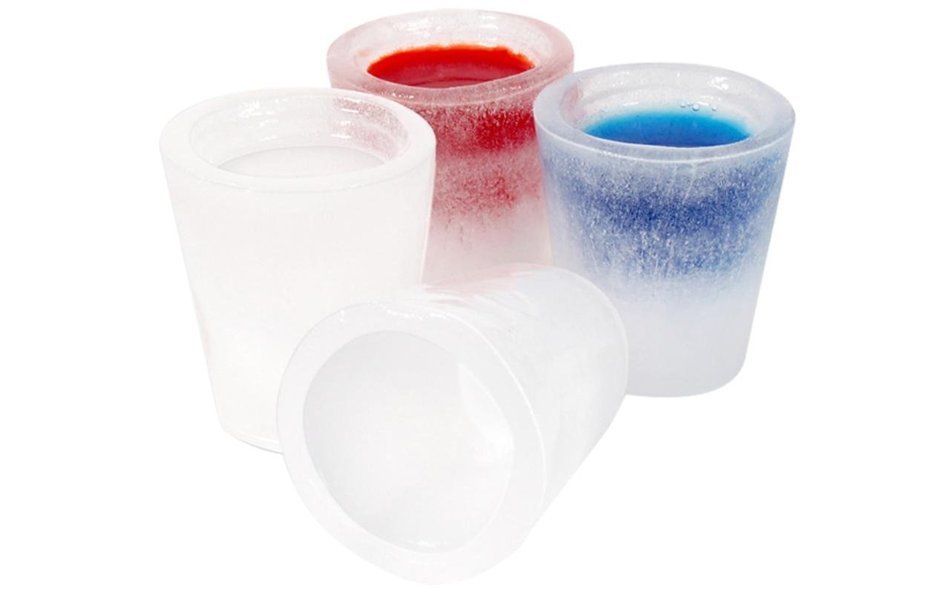 FineLife Icy Shots - 12-Piece Shot-Glass Ice Cube Mold Set - Red N2