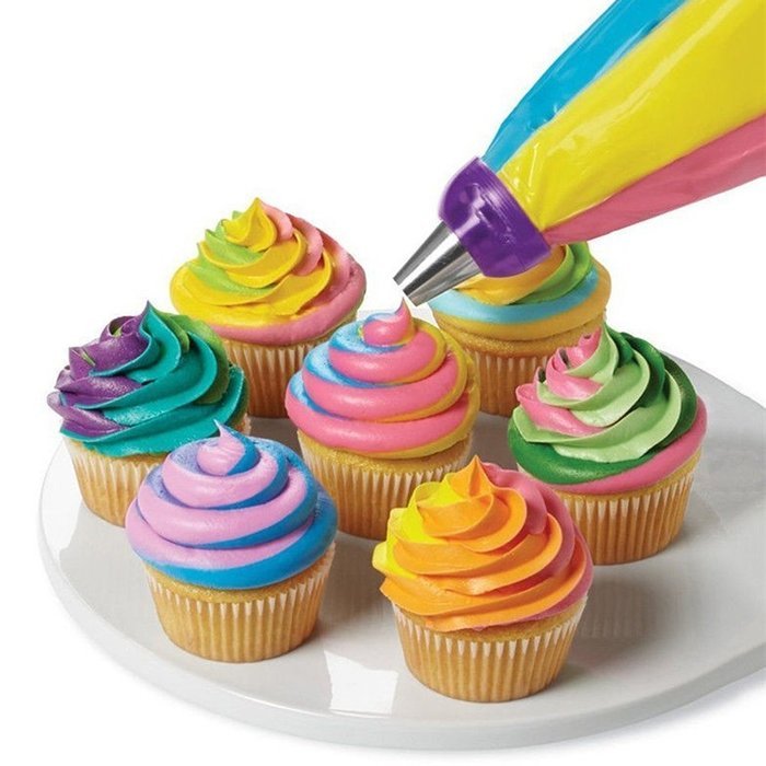3-Color Coupler Icing Piping Bag Nozzle Converter Decorating Kit for Cupcake Fondant Cookie (Pack of 1) N2