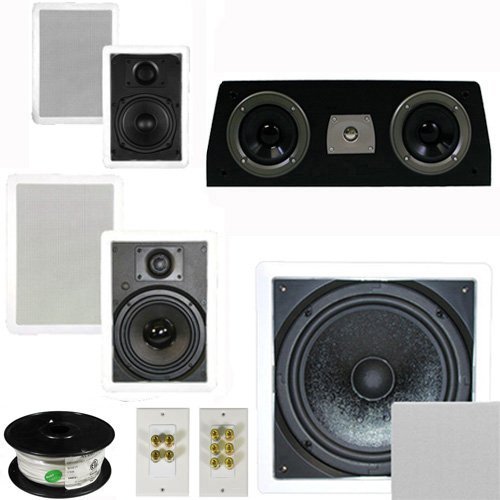 Theater Solutions 5.1 Home Theater 4 Speaker Set with Center, 10" Passive Sub More TS5W6WC51SET10