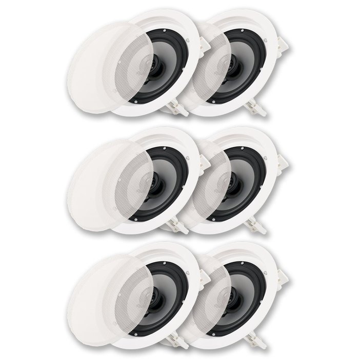 Acoustic Audio CS-IC62-3PR 250 Watt 6.5" 2-Way Home Theater In-Wall/Ceiling Speakers (3-Pair)