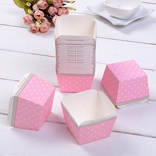 100pcs/lot, New Arrival Beautiful Candy Cups or Ice Cream Holder Pink with White Polka Dots Square Cupcake Baking... N2