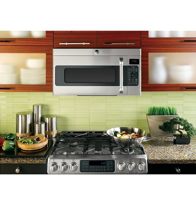 GE CVM1790SSSS Cafe 1.7 Cu. Ft. Stainless Steel Over-the-Range Microwave - Convection N3