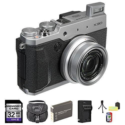 Fujifilm X30 12 MP Digital Camera with 3.0-Inch LCD (Silver) 32GB Bundle 2