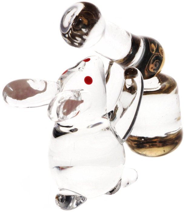 Lead Glass Rabbit -- Rice cake making -- N4