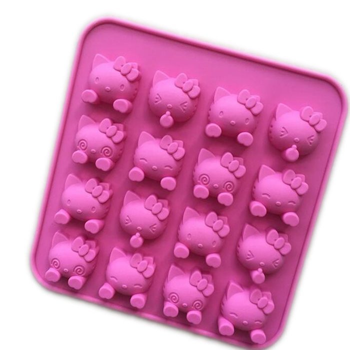 Witkey 16 Cavity Cute Cat Shape Non Stick Silicone Mold Fondant ...