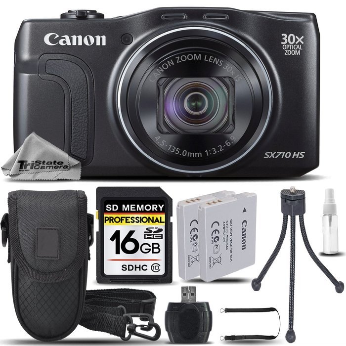 Canon PowerShot SX710 HS Digital Camera Black Built-In Wi-Fi/NFC + Backup Battery + 16GB Class 10 Memory Card...