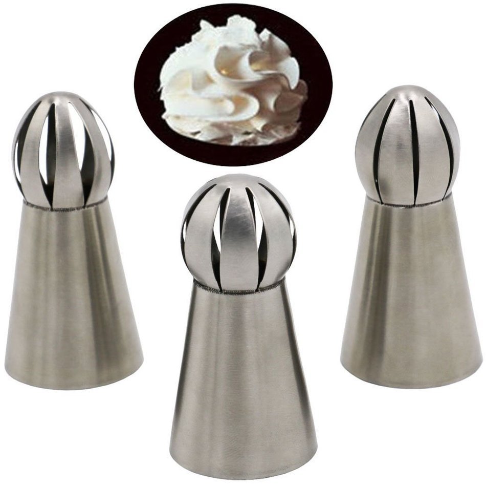 Joinor NEW 3pcs Set Sphere Ball Tips Russian Icing Piping Nozzles Tips Pastry Cake Fondant Cupcake Buttercream... N2