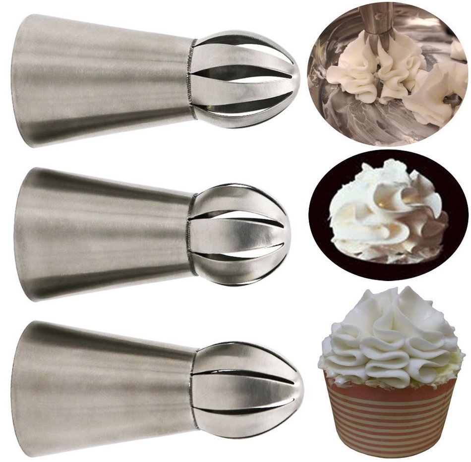 Joinor NEW 3pcs Set Sphere Ball Tips Russian Icing Piping Nozzles Tips Pastry Cake Fondant Cupcake Buttercream... N4