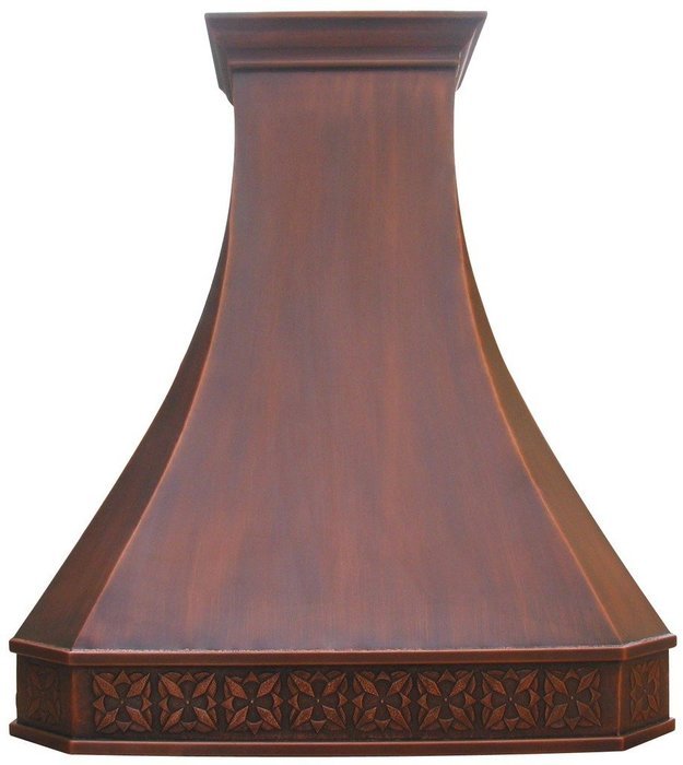 Copper Best H3 362742S Copper Custom Range Hood Island Mount with Embossed Patterm Wrap Around N2