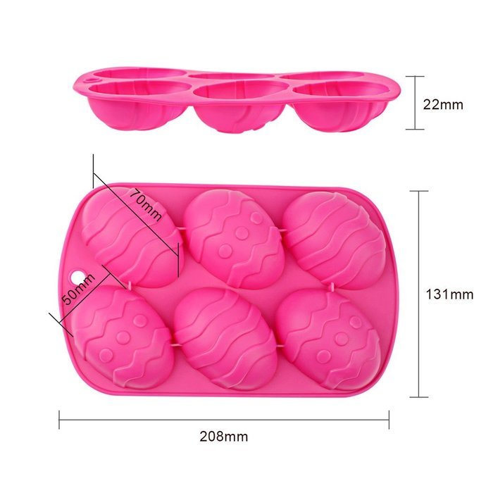 inkint 6-Hole Easter Festival Egg Cake Bread Muffin Brownie Cupcake Fondant Making Baking Mold Silicone DIY Homemade... N4