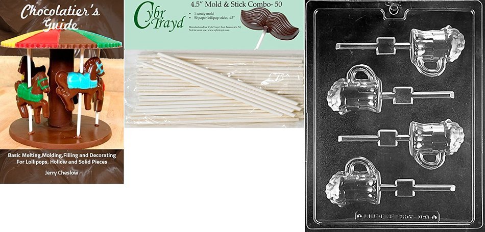 Cybrtrayd D098 Beer Mug Lolly Chocolate Candy Mold with Exclusive Cybrtrayd Copyrighted Chocolate Molding Instructions N5