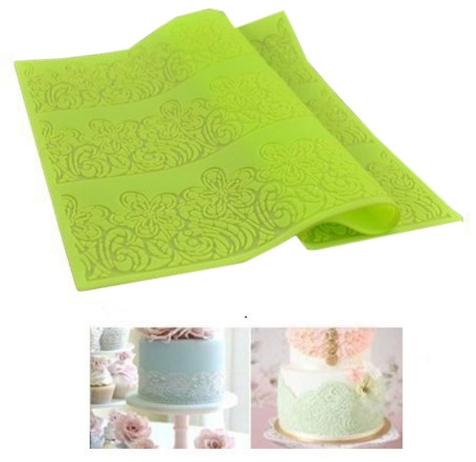 Lesirit Flower Pattern Silicone Fondant Cake Lace Embossed Mold Mat,14.96"&times;11.22" (2 mm) (A) N12