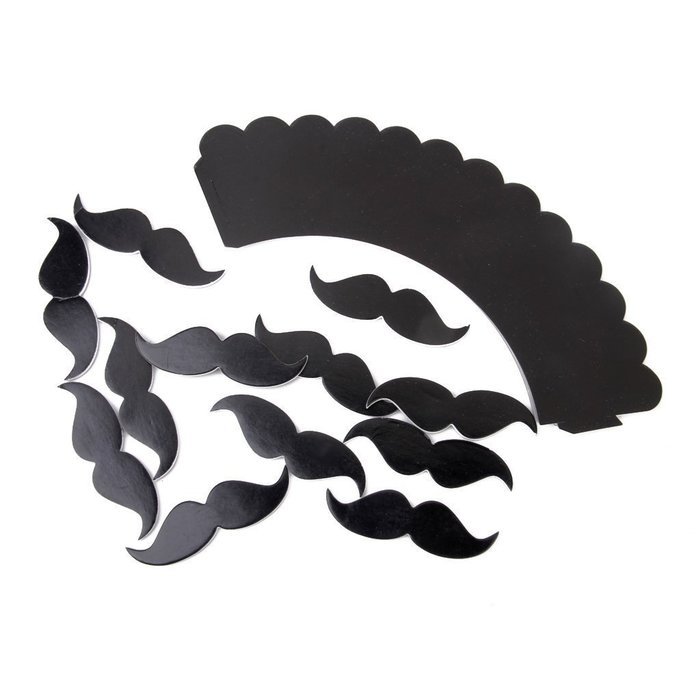 Click Down 12pcs DIY Mustache Cupcake Wrappers Cake Toppers Picks Decoration N4