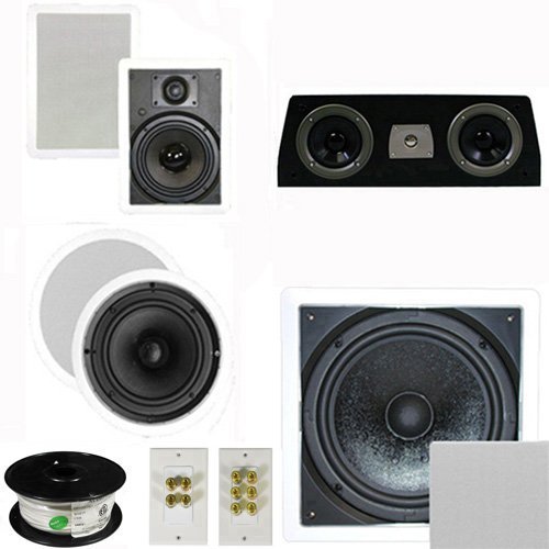 Theater Solutions 5.1 Home Theater 8" and 6.5" Speaker Set with Center, 10" Passive Sub More TS6W8CC51SET10