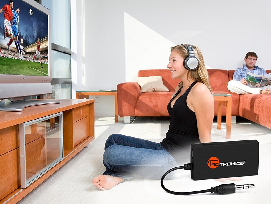 TaoTronics Wireless Portable Bluetooth Transmitter Connected to 3.5mm Audio Devices, Paired with Bluetooth Receiver... N6