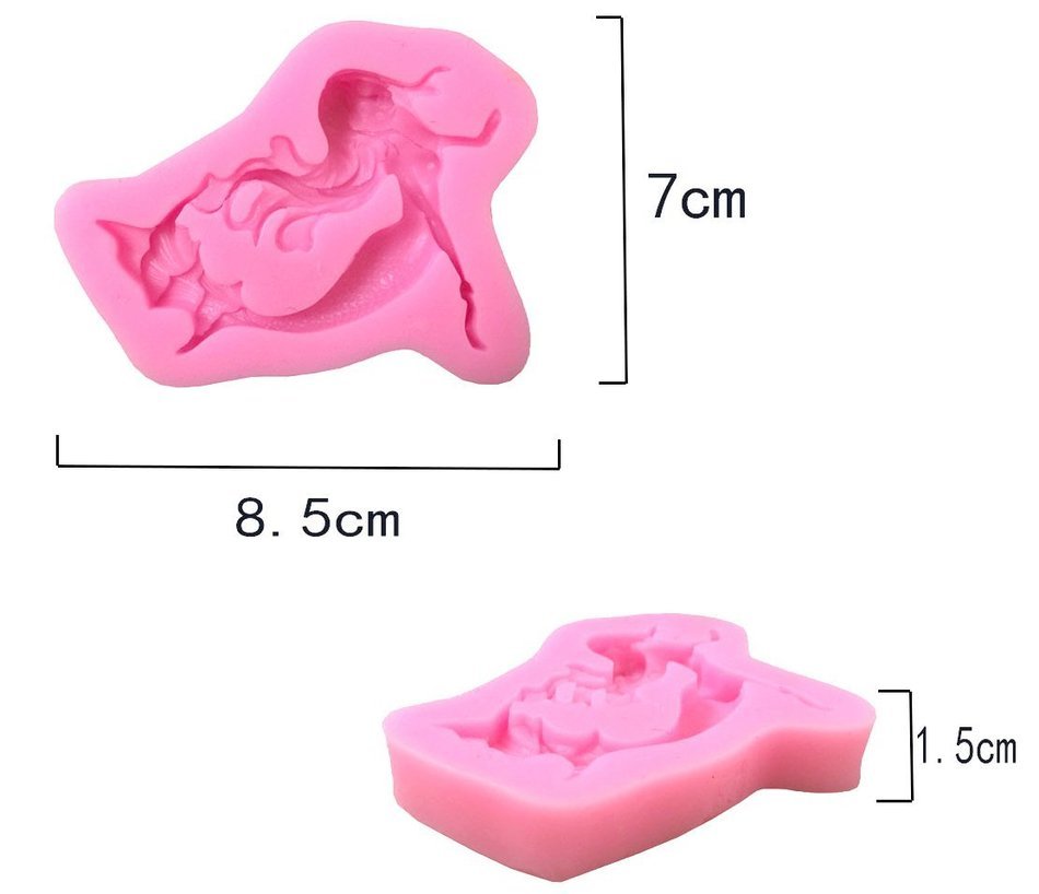 Beauty Clubs 3D Cake Decor Chocolate Baking Mold Beauty Mermaid Fairy Silicone Fondant Mould N5