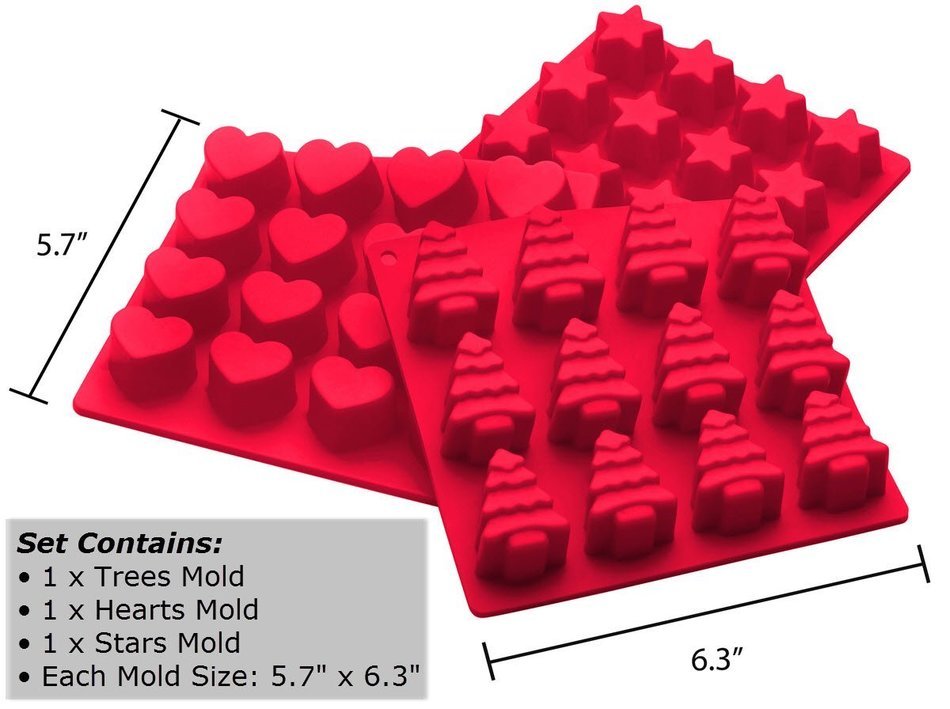 StarPack Premium Silicone Christmas Candy Molds (3 Pack) Perfect for Holiday Candies, Chocolates, Soap, Gummies... N5