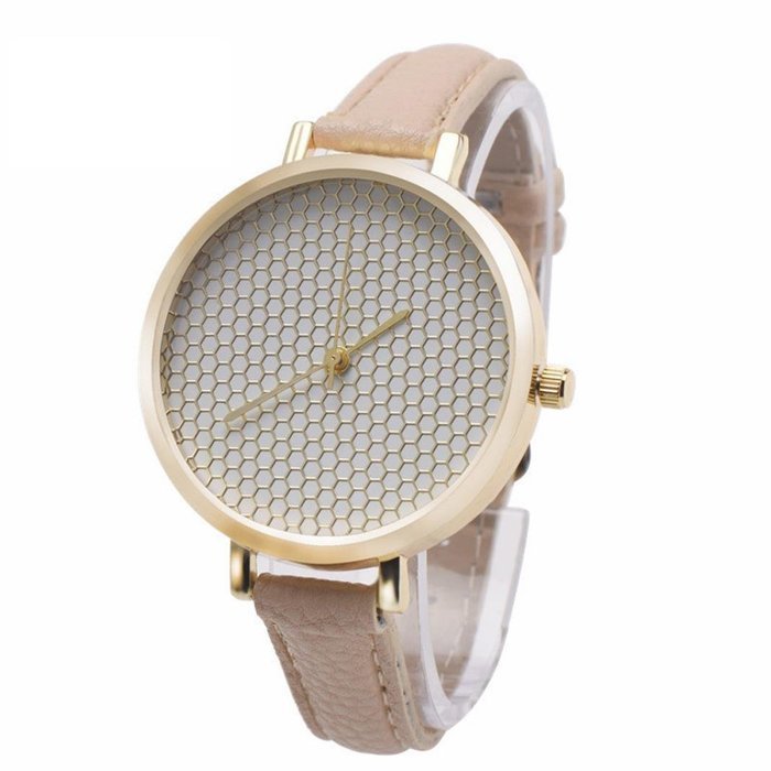 XILALU Women watch, Leather printing Analog Quartz concise Fashion Ladies table Wrist Watch (Beige) N13