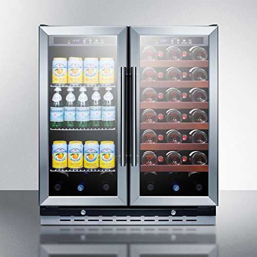 Summit SWBV3067 30" Wine and Beverage Cooler With Dual Zone Design Digital Thermostats Professional Handles Glass... N3
