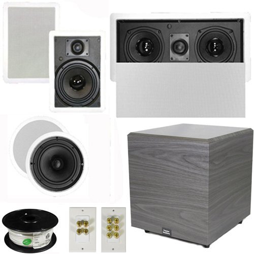 Theater Solutions 5.1 Home Theater 6.5" Speaker Set with Center, Theater Solutions 12" Powered Sub and More TS65CWL51SET6