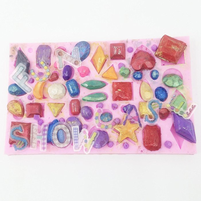 Funshowcase Tiny Diamond Gems Assorted Shapes Silicone Mold, for Cake Cupcake Decorating, Crafting, Polymer Clay... N3