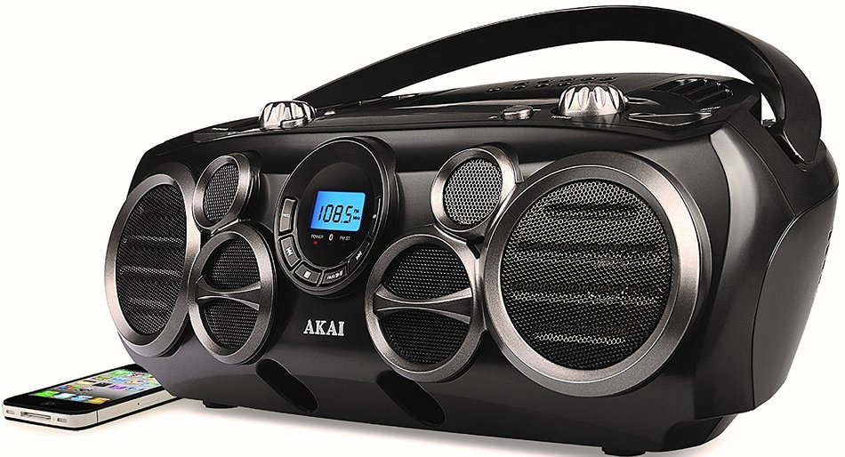 Akai CE2300-BT Bluetooth CD Boom Box with AM/FM Digital Readout & 6 Speakers N3