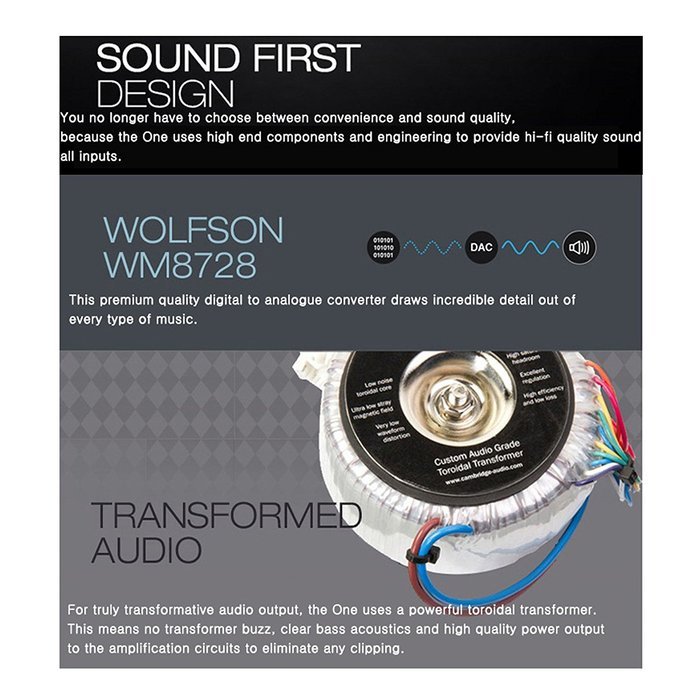 Cambridge Audio One Bluetooth CD Receiver Wolfson WM8728 Black 220V N4