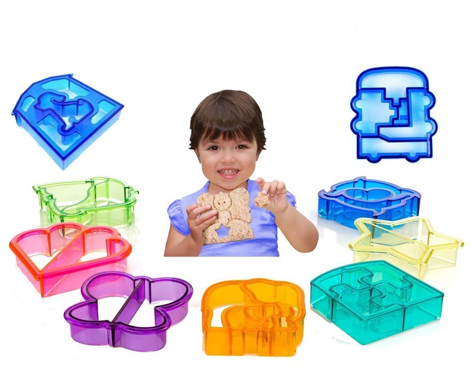 Sandwich Crust Cutter for Kids - Set of 9 Crust & Cookie Cutters - Dinosaurs, elephants, butterflies, five-pointed... N4
