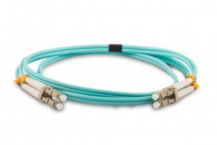 Cables.com 5-Pack 10 Meter LC-LC OM3 10GB Aqua Duplex Multimode Fiber Patch Cable