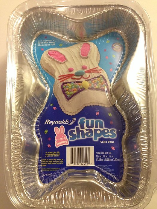 Reynolds Bunny Fun Shapes Foil Disposable Cake Pans Set of 2 with Lids N3