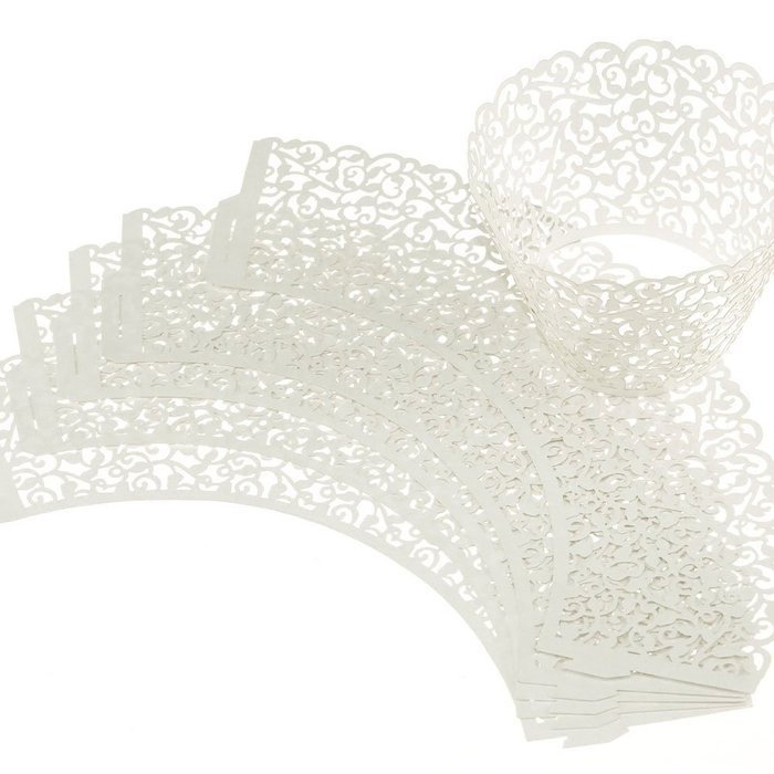 Amanadan 120 Vine Filigree Lace Baking Cup Muffin Case Trays, Artistic Bake hollow-out Cupcake Wrapper Liner for...