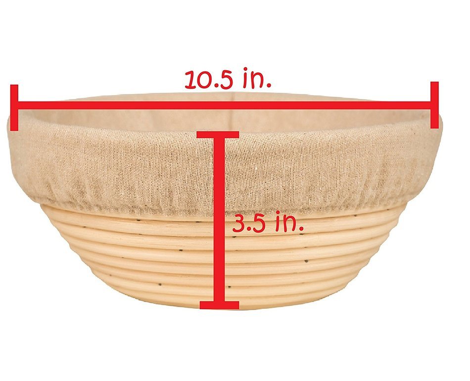 10.5 Inch Banneton Proofing Basket + FREE Cloth Liner + Sillicone Bowl Scraper + Instructions & Recipe - Creates... N8