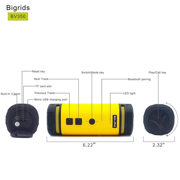 Bigrids Portable Bluetooth Speakers with Mounting Bracket Suitable for Outdoor Cycling, Wireless Speaker with... N5