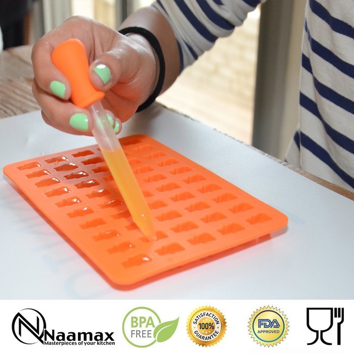 Charming Kit Gummy Bear Mold, Makes 50 Bears, Tough Silicone, Includes Dropper, 4 MEASURING SPOONS BONUS, Recipe... N7