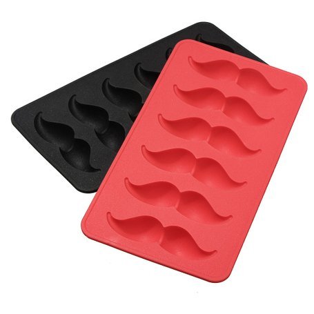 DGI MART 6 Cavities Funny Mustache Shape Mini Ice Cube Mold Tray(Not for baking,Colour by Random) N2