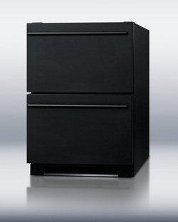 Summit SP5DS2DBLK 24" 5.4 cu. ft. Capacity Built-in Drawer Refrigerator Digital Thermostat Auto Defrost Enamel...