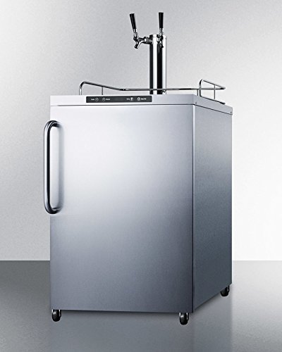 Summit SBC635MOS7TWIN Freestanding commercially listed dual tap outdoor beer dispenser, auto defrost with digital...