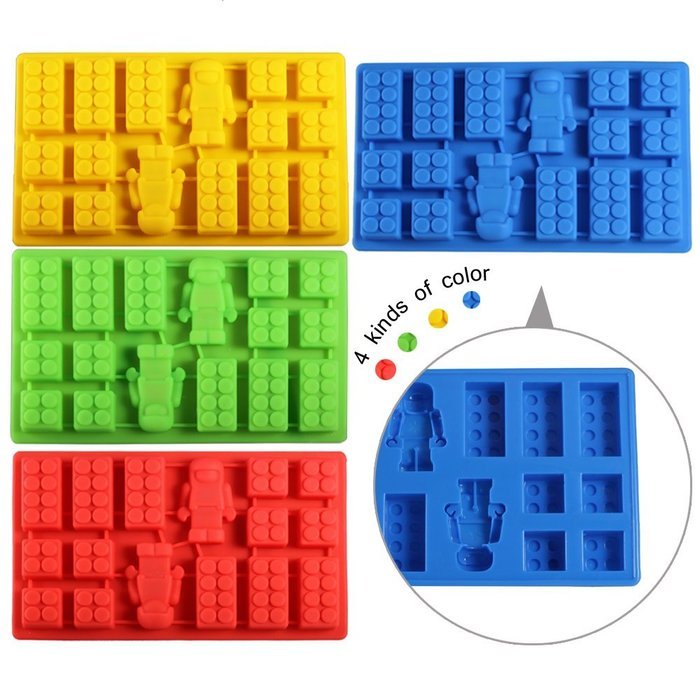 Gwogo Minifigure Building Brick Silicone Ice Tray Candy Chocolate Mold - for Lego Lovers(2 Pcs) N14
