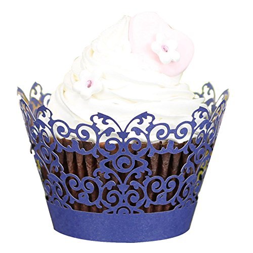Mikey Store, 50pc New! Lace Laser Cut Cupcake Wrapper Liner Baking Cup Muffin (WT) N6