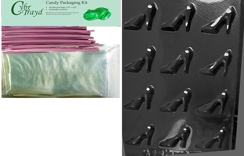 Cybrtrayd D092 Bite Size High Heel Shoes Chocolate Candy Mold with Exclusive Cybrtrayd Copyrighted Chocolate Molding... N3
